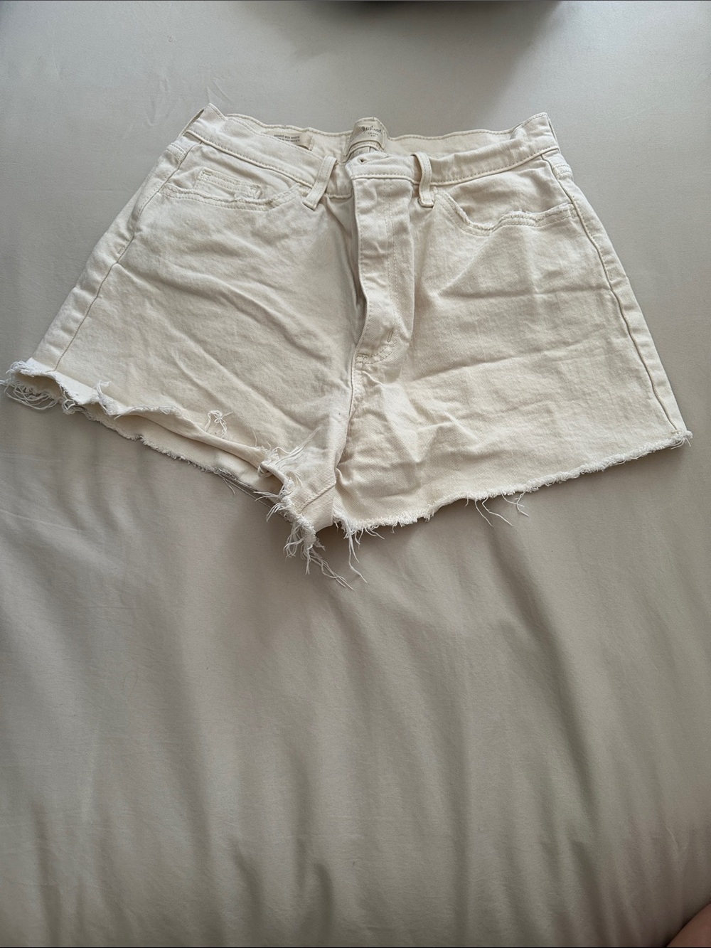Universal Thread Cream High-Rise Raw Hem Denim Shorts